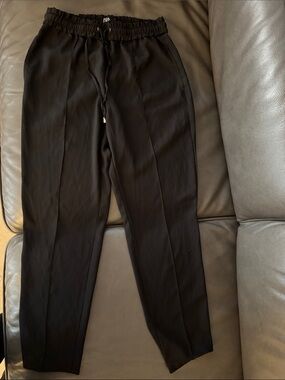 Zara Men's Black Drawstring Tapered Trousers